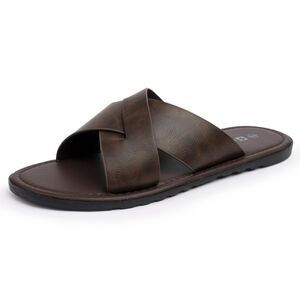 Alpine Swiss Hugo Mens Vegan Leather Slide Sandals Dressy Comfy Indoor Outdoor